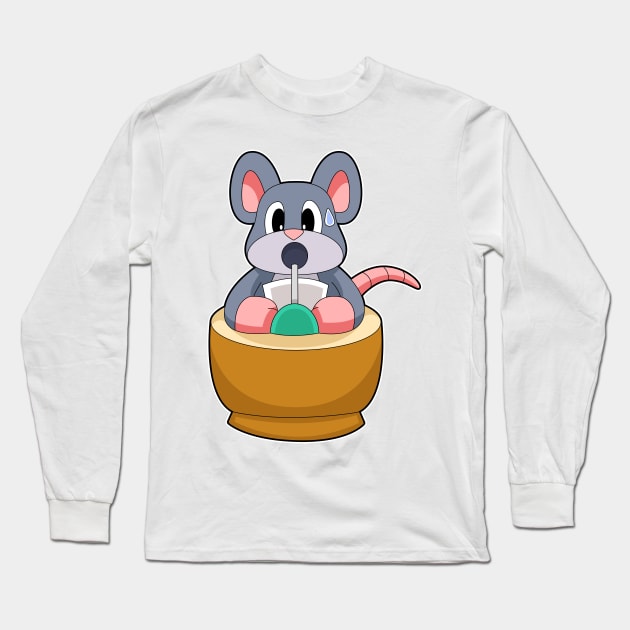 Mouse Secretary Beverage Long Sleeve T-Shirt by Markus Schnabel